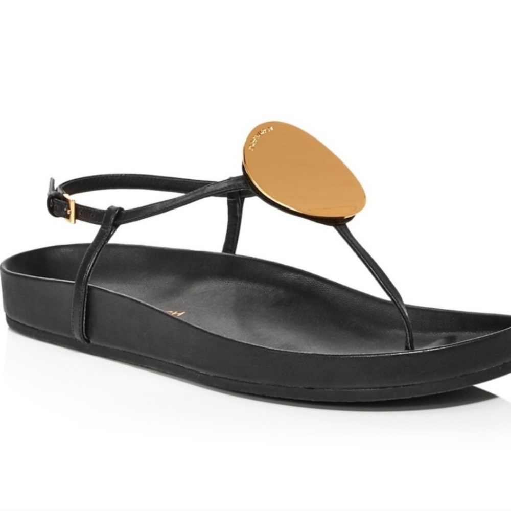 Tory Burch Black Sandals with Gold Disc 7.5